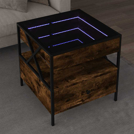 Vidaxl salontafel met infinity led 50x50x51 cm gerookt eikenkleurig