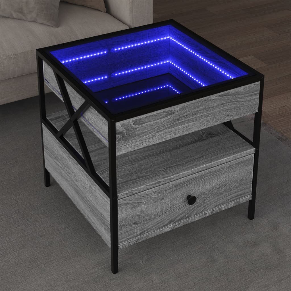 Vidaxl salontafel met infinity led 50x50x51 cm grijs sonoma eikenkleur