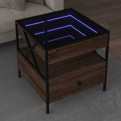 Vidaxl salontafel met infinity led 50x50x51 cm bruin eikenkleurig
