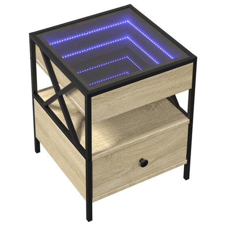 Vidaxl salontafel met infinity led 40x40x51 cm sonoma eikenkleurig