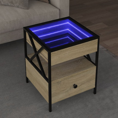 Vidaxl salontafel met infinity led 40x40x51 cm sonoma eikenkleurig