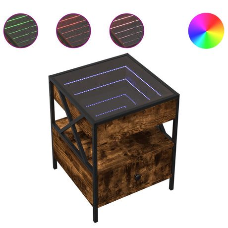 Vidaxl salontafel met infinity led 40x40x51 cm gerookt eikenkleurig