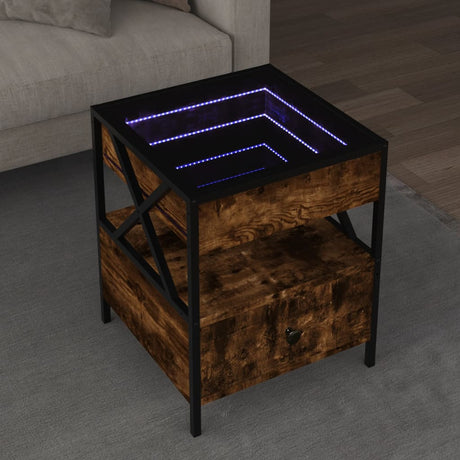 Vidaxl salontafel met infinity led 40x40x51 cm gerookt eikenkleurig