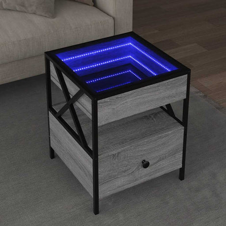 Vidaxl salontafel met infinity led 40x40x51 cm grijs sonoma eikenkleur