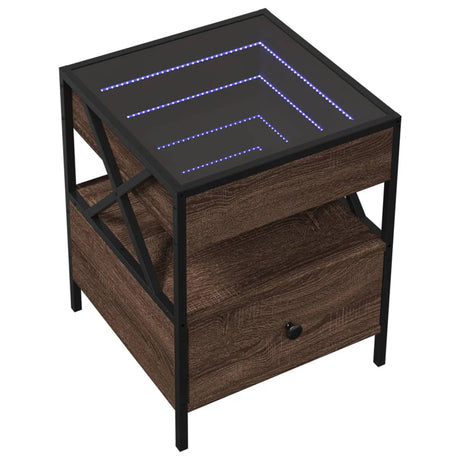 Vidaxl salontafel met infinity led 40x40x51 cm bruin eikenkleurig