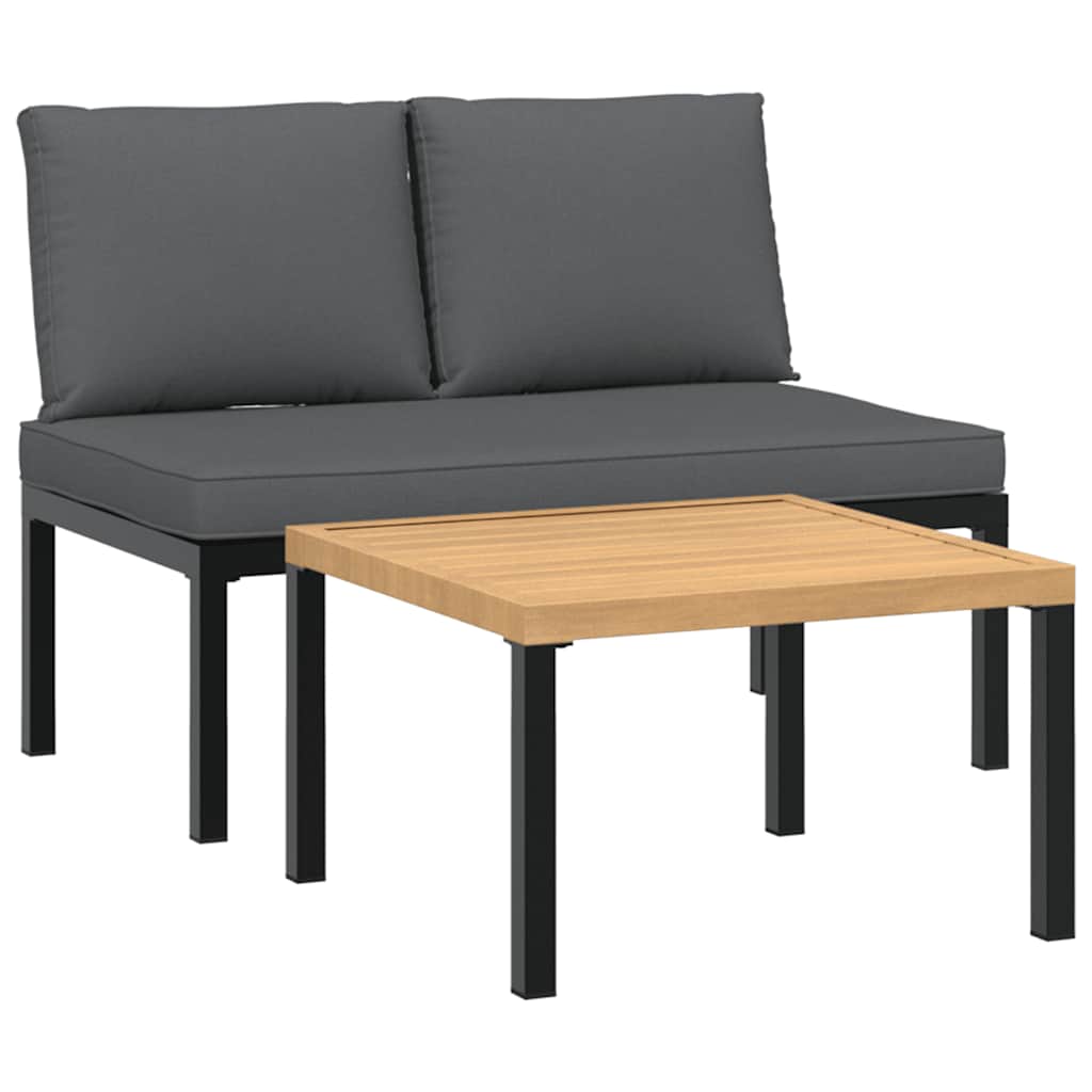 Vidaxl 2-delige loungeset met kussens aluminium zwart