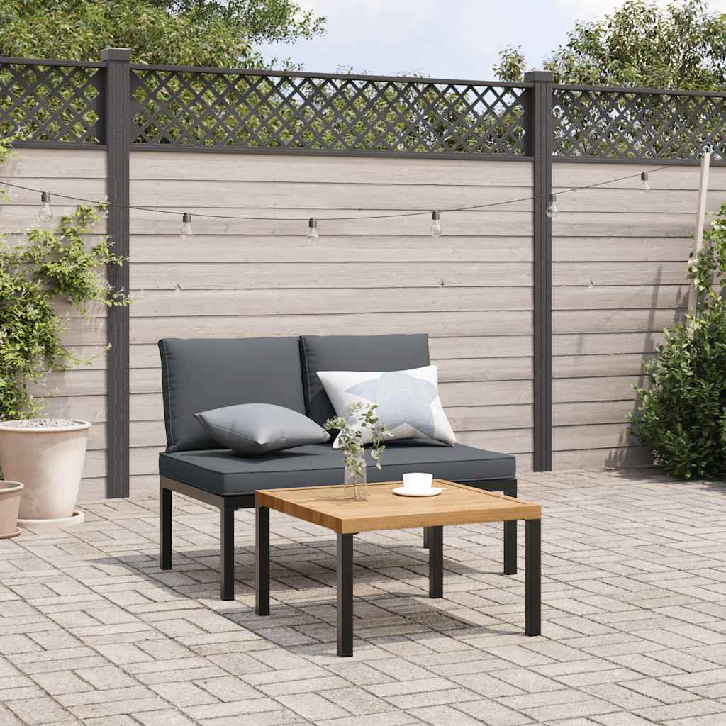 Vidaxl 2-delige loungeset met kussens aluminium zwart