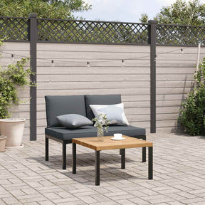 Vidaxl 2-delige loungeset met kussens aluminium zwart