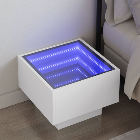 Vidaxl nachtkastje met infinity led 40x40x30 cm wit