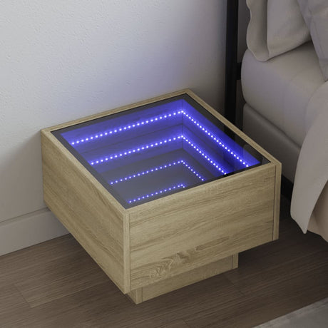 Vidaxl nachtkastje met infinity led 40x40x30 cm sonoma eikenkleurig