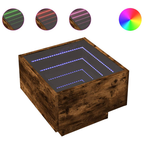 Vidaxl nachtkastje met infinity led 40x40x30 cm gerookt eikenkleurig