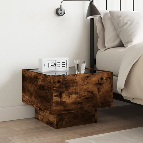 Vidaxl nachtkastje met infinity led 40x40x30 cm gerookt eikenkleurig