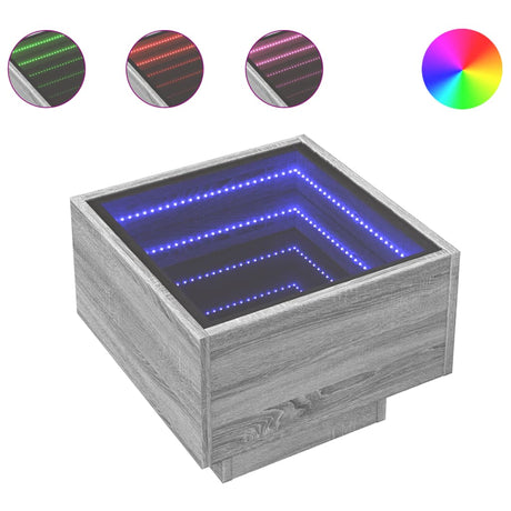 Vidaxl nachtkastje met infinity led 40x40x30 cm grijs sonoma eiken