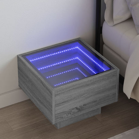 Vidaxl nachtkastje met infinity led 40x40x30 cm grijs sonoma eiken