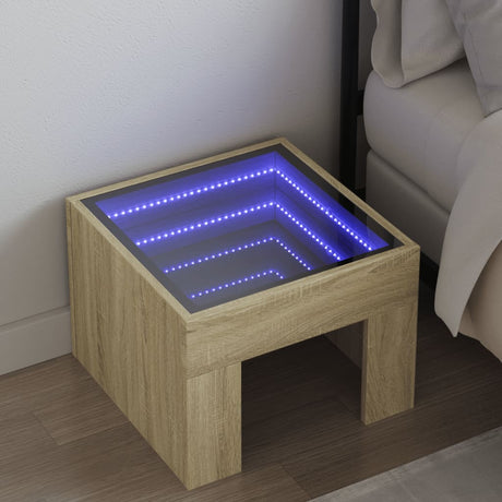 Vidaxl nachtkastje met infinity led 40x40x30 cm sonoma eikenkleurig