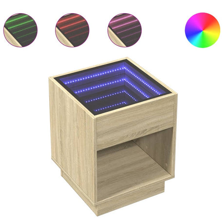 Vidaxl nachtkastje met infinity led 40x40x50 cm sonoma eikenkleurig