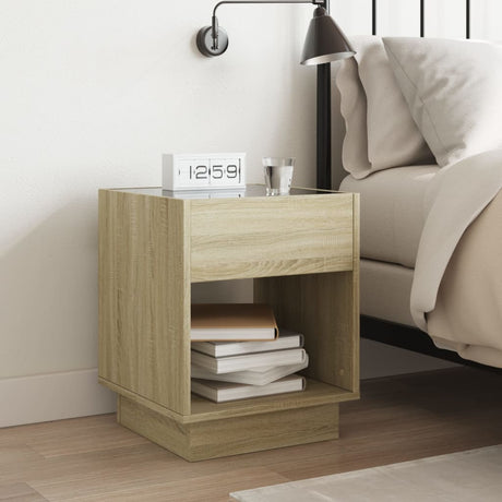 Vidaxl nachtkastje met infinity led 40x40x50 cm sonoma eikenkleurig