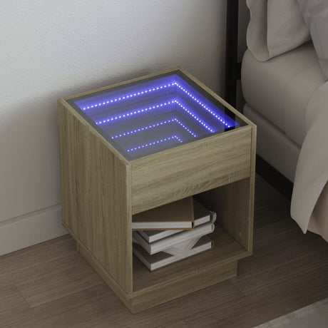 Vidaxl nachtkastje met infinity led 40x40x50 cm sonoma eikenkleurig