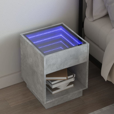 Vidaxl nachtkastje met infinity led 40x40x50 cm betongrijs