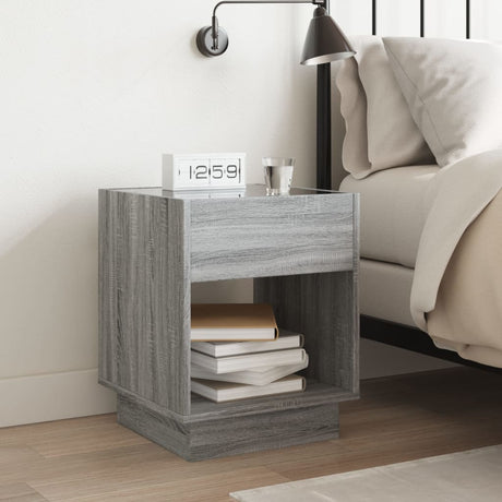 Vidaxl nachtkastje met infinity led 40x40x50 cm grijs sonoma eiken