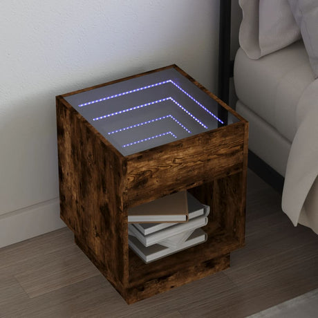Vidaxl nachtkastje met infinity led 40x40x50 cm bruin eikenkleurig