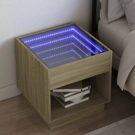 Vidaxl nachtkastje met infinity led 50x50x50 cm sonoma eikenkleurig