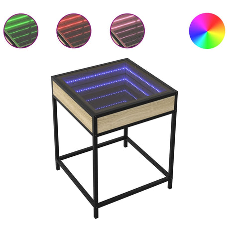Vidaxl nachtkastje met infinity led 40x40x51 cm sonoma eikenkleurig