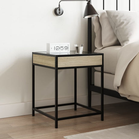 Vidaxl nachtkastje met infinity led 40x40x51 cm sonoma eikenkleurig