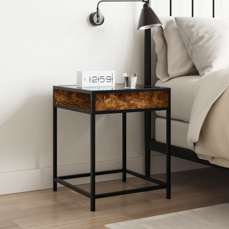 Vidaxl nachtkastje met infinity led 40x40x51 cm gerookt eikenkleurig
