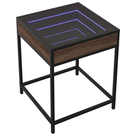 Vidaxl nachtkastje met infinity led 40x40x51 cm bruin eikenkleurig