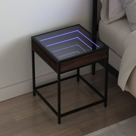 Vidaxl nachtkastje met infinity led 40x40x51 cm bruin eikenkleurig