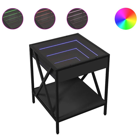 Vidaxl nachtkastje met infinity led 40x40x49 cm zwart