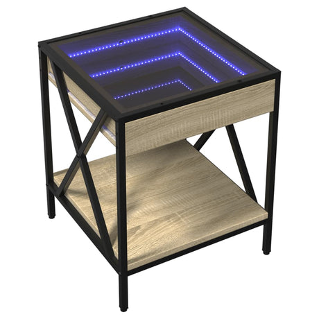 Vidaxl nachtkastje met infinity led 40x40x49 cm sonoma eikenkleurig