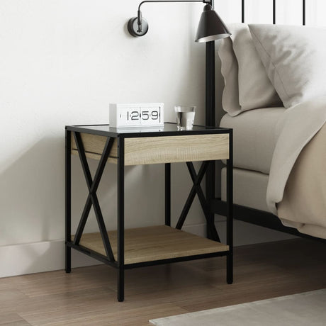 Vidaxl nachtkastje met infinity led 40x40x49 cm sonoma eikenkleurig