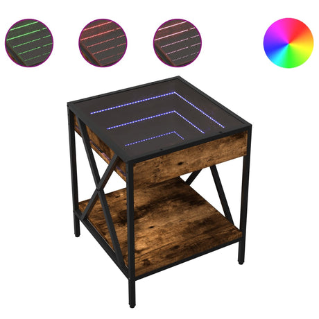 Vidaxl nachtkastje met infinity led 40x40x49 cm gerookt eikenkleurig