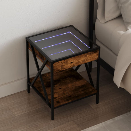 Vidaxl nachtkastje met infinity led 40x40x49 cm gerookt eikenkleurig