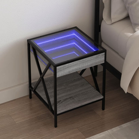 Vidaxl nachtkastje met infinity led 40x40x49 cm grijs sonoma eiken