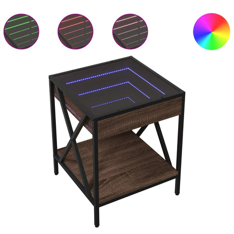 Vidaxl nachtkastje met infinity led 40x40x49 cm bruin eikenkleurig