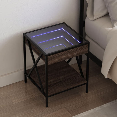 Vidaxl nachtkastje met infinity led 40x40x49 cm bruin eikenkleurig