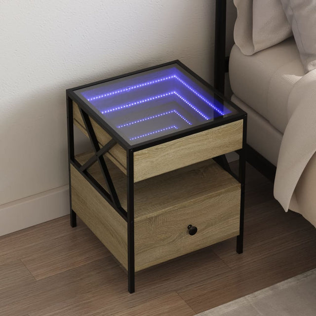 Vidaxl nachtkastje met infinity led 40x40x51 cm sonoma eikenkleurig