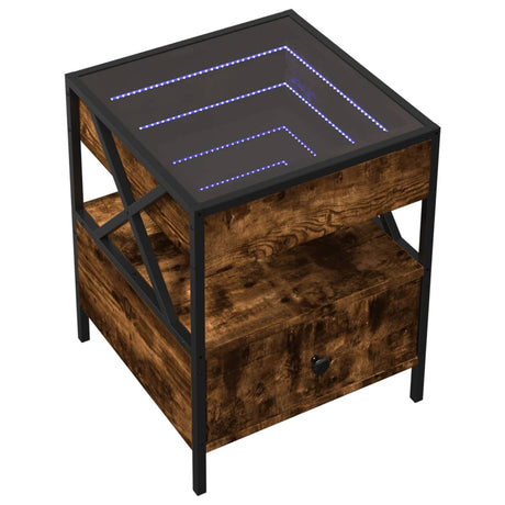Vidaxl nachtkastje met infinity led 40x40x51 cm gerookt eikenkleurig