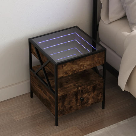 Vidaxl nachtkastje met infinity led 40x40x51 cm gerookt eikenkleurig
