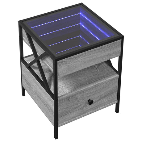 Vidaxl nachtkastje met infinity led 40x40x51 cm grijs sonoma eiken