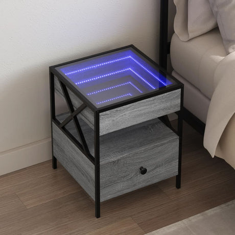 Vidaxl nachtkastje met infinity led 40x40x51 cm grijs sonoma eiken