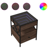 Vidaxl nachtkastje met infinity led 40x40x51 cm bruin eikenkleurig