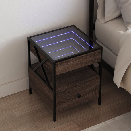 Vidaxl nachtkastje met infinity led 40x40x51 cm bruin eikenkleurig