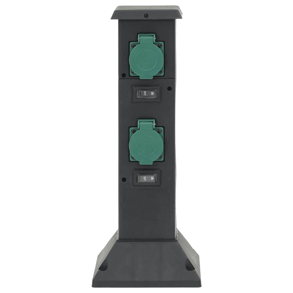 Vidaxx Garten-Steckdosensäule 4-fach 16x16x39,5 cm Schwarz und Grün