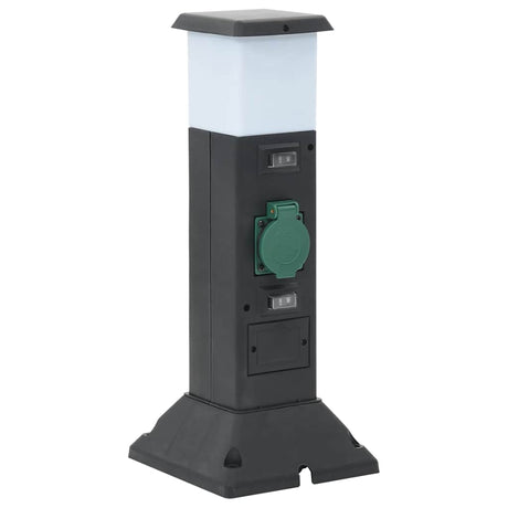 Vidaxxl Gartensteckdose mit Lampe und Erdungsstift 2-fach 16x16x39,5 cm