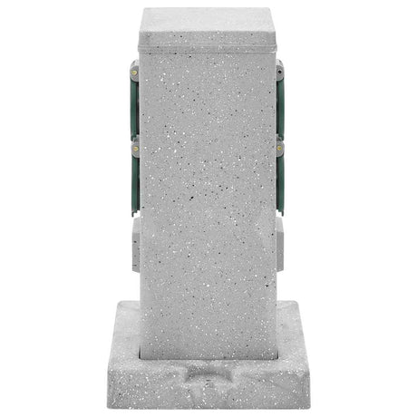 Vidaxxl Gartensteckdose Erdungsstift 4-fach Steinoptik 16x16x29,5 cm grau