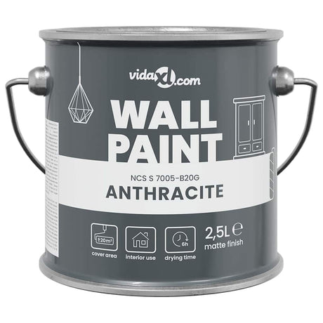 VidaXL Wandfarbe Grau 2,5 l Wanddruck